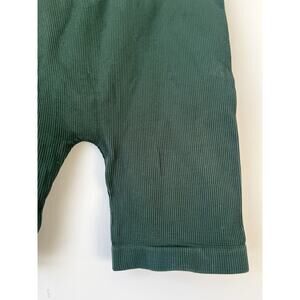 Green Seamless Ribbed Biker Shorts OS